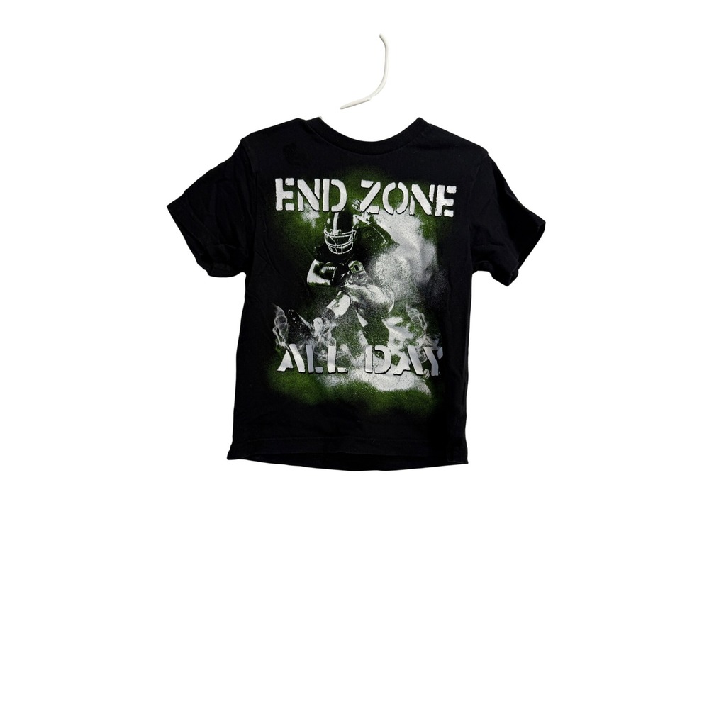 Childrens Place Boys Black End Zone All Day Football Graphic T-Shirt XS 4